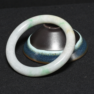 明代a货老翡翠圆条手镯子 古玉老玉器 高古文玩古董包老