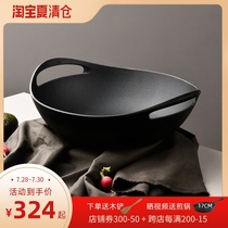 Guihe cast iron pot Pan wok Household pig iron pot Old-fashioned uncoated non-stick pan Induction cooker wok