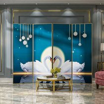 Screen partition living room modern luxury mobile folding porch door blocking bedroom into swan aluminum alloy folding screen