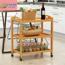 Mobile solid wood snack dining car multi-layer wine truck European kitchen rack home restaurant cart hot pot rack