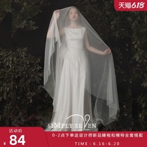 简柒《伴素》头纱新娘2020新款结婚拖尾婚纱长款头纱头饰超仙森系