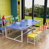 Childrens Kindergarten Color Class Table And Chairs Children Painting Room Training Painting Table Fine Art Manual Remedial Class Tutoring Table