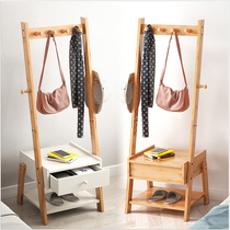 Ladder solid wood coat rack floor hanging hanger cabinet simple bedroom household clothes bag simple modern bamboo
