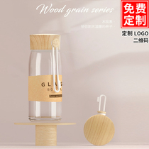 Creative couple high temperature resistant wood grain High Borosilicate Glass with rope outdoor male and female students
