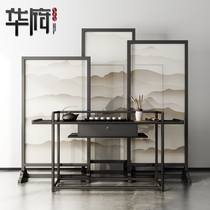 New Chinese screen partition living room fabric entrance Simple modern bedroom block household solid wood mobile seat screen