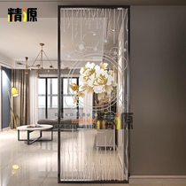 Customized tempered carved art glass partition wall screen modern Chinese home living room corridor shoe cabinet decoration