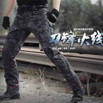 Wolf Stone outdoor black python frog clothing camouflage pants mens multiple bags of combat training pants loose mens trousers tactical pants