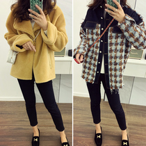 Seeds 2019fw new Korean lamb fur coat + Jr patchwork fragrant denim coat for women q181203