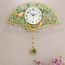 Sector modern minimalist Chinese timepiece hanging clock Living room Fashion creative hanging table Home Atmosphere swing mute clock