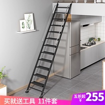 Ladder Household aluminum alloy folding attic ladder Indoor handrail ladder thickened engineering ladder mobile portable stair climbing