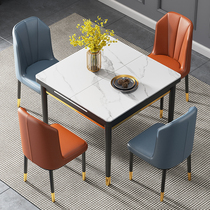  Rock board light luxury retractable dining table and chair combination Small apartment modern simple household folding dining table square dining table