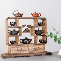 Small Bogu rack Solid wood Chinese style mini desktop small tea set Teacup teapot rack storage rack decoration display rack