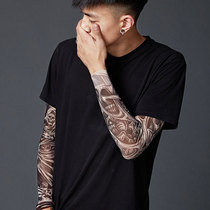 Tattoo cuff flower arm tattooed young men and women Summer ice silk sunscreen gloves cuff Driving riding Skull Tide Fishing Gear