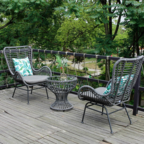 Nordic outdoor rattan chair three-piece balcony leisure chair home homestay rattan table and chair high back chair factory outlet