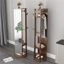Hanger Floor-to-ceiling bedroom coat rack Solid wood simple modern rotatable mobile home hanger with full-body mirror