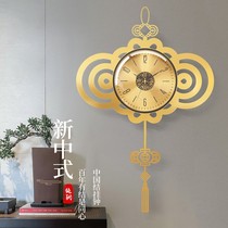 Light extravagant pure brass New Chinese timepiece hanging clock Living room Modern hanging table Eurostyle Guan Guan Fashion Atmospheric Clock Hanging Wall