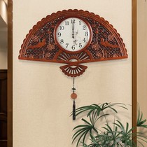Solid wood clock home living room Chinese modern simple wall clock creative fashion new Chinese atmospheric clock Wall watch