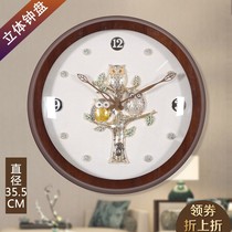 Decorative owl living room wall clock minimalist European quartz clock Wood silent bedroom clock hanging watch