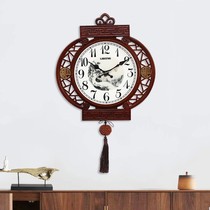 New Chinese style Chinese wind large hanging bell creative home mute clock solid wood living room hanging table personality fashion muted bell