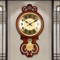 Chinese style home hanging clock living room retro clock muted wood trendy creative Chinese wind clock Eurostyle airwaves clock
