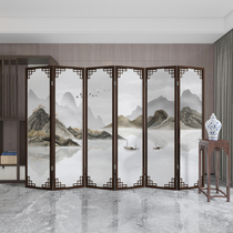 Screen folding mobile partition wall Chinese living room office Hotel restaurant decoration solid wood flower grid landscape shelter