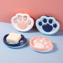 Soap box rack Suction cup wall-mounted punch-free soap box rack creative drain cute cat claw bathroom soap box rack