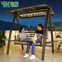 Yuanmao outdoor swing Solar light rocking chair Wrought iron balcony outdoor leisure double hanging chair Courtyard double swing