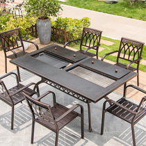 Far-Lush Outdoor Barbecue Table Patio Barbecue Table Home Charcoal Table Villa Terrace Table Outdoor Cast Aluminum Table And Chairs