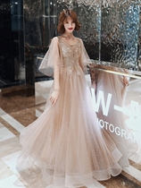 Large size evening dress female fat mm was thin 200 kg plus fat noble banquet host performance summer temperament fairy