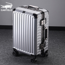 Crocodile Aluminum Frame Suitcase Men Sturdy Suitcase Large Capacity Business Universal Wheel Light Student Pull Rod Box Woman
