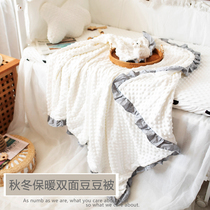 Autumn and winter baby baby double-sided peas velvet blanket thickened cotton quilt can be used as a quilt cover baby childrens quilt can be removed and washed