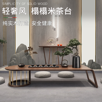 New Chinese solid wood kang table window table low table sitting ground Japanese tea table square table tatami household tea table
