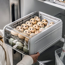 Drawer refrigerator with eggs household storage box fresh shelf holding artifact food food storage kitchen finishing