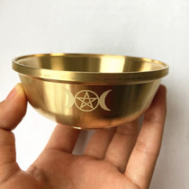 Pure copper ceremony bowl pentagram three-phase moon copper bowl ornaments props Brass Altar Brass bowl