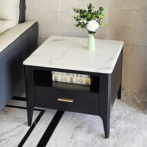 Sofa side cabinet Rock board side few Nordic light luxury small coffee table Solid wood square few living room phones Few marble corners