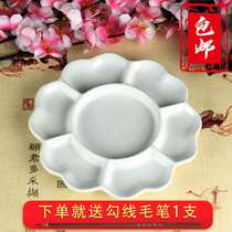 Ceramic Tone Tray Country Painting Palette ceramic toning saucer Saucer Art Watercolor National Painted disc White Porcelain Dish tray Painted Dish