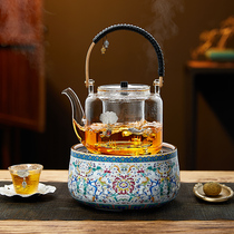 Glass Cooking Teapot High End Tea Steam Tea Steaming Tea Machine High Temperature Resistant Thickening Home Suit Large Capacity Electric Pottery Stove Inlaid Silver Pot