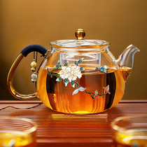 Bubble Teapot Glass Light Lavish High Temperature Resistant Health Preservation Pot Boiling Tea Ware Flower Tea Set Single Small Capacity Suit Punch Tea
