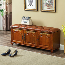 Simple American solid wood shoe changing stool shoe stool shoe cabinet sitting bench integrated home door door wearing shoes stool shoe rack can sit shoe cabinet