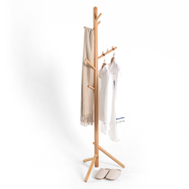 Beech wood full solid wood clothes hat rack floor bedroom integrated whole rod vertical hanging hanger minimalist Nordic twigs clothes rack