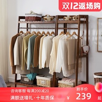 Floor-to-ceiling hanger coat rack solid wood bedroom rack home space-saving simple Net red small clothes shelf