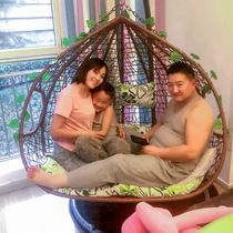Chair Swing Swing basket wicker chair home outdoor swing basket chair Net red ins Sling Blue rattan chair double canthus