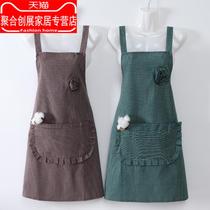 Cotton breathable ultra-thin summer sleeveless fashion apron female kitchen home cooking oil-proof waist adult work clothes