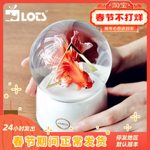 LOTS ) JARLL Metamorphosis Flower Goldfish Crystal Ball Music Box Rotating Simple Creative Gift Music Box