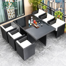 Mojia Outdoor Table And Chairs Aluminum Alloy Rattan Choreography Casual Balcony Tea Table Reception Negotiation Vines Chair Patio Table And Chairs Combination