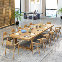 Nordic Solid Wood Meeting Table Long Table Large Plate Table Log Industrial Wind Desk Conference Room Bench Minima Modern