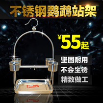 Parrot station frame stainless steel large small sun Xuanfeng monk Sha small and medium-sized live bird training Bird shelf supplies