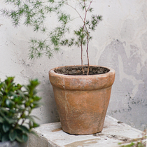 Retro handmade red pottery flower pots courtyard groceries garden breathable water permeable coarse pottery old antique large diameter flower pot