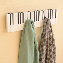 Nordic porch coat rack piano keyboard adhesive hook kindergarten hanger Wall wooden clothes hook Wall water-based paint
