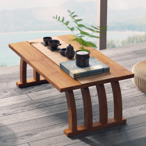 Chinese style window small coffee table tatami simple window sill balcony bamboo tea table low table carpet small table sitting ground